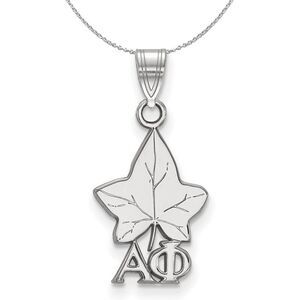 Sterling Silver Alpha Phi Small Pendant Necklace - 24 Inch